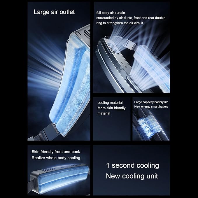 flexman Portable Waist Fan, ABS Wearable Waist Fan, Three Air Speeds 8000 mAh Battery Operated Wearable Personal Fan, Rechargeable Belt Fan (Silver Gray)