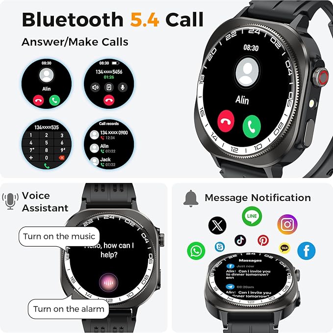 2026 Smart Watch (Answer/Make Call), 1.43" 3D-AMOLED Smartwatch for Men Women, 130+ Sports Fitness Watch, Heart Rate/Sleep Monitor, 60 Days Flashlight, IP68 Waterproof Activity Tracker Android iOS