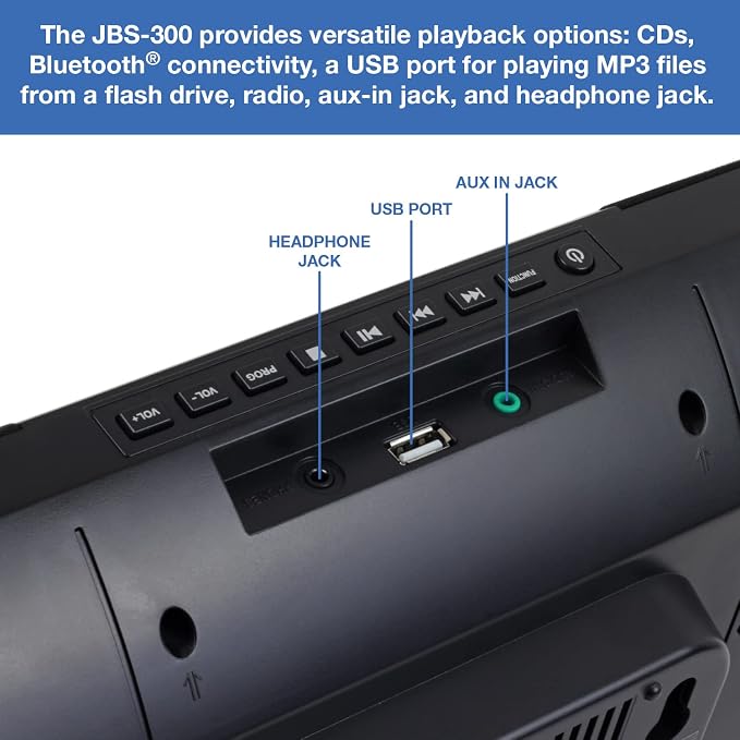 JENSEN JBS-300 Bluetooth Wall-Mountable Music System with CD Player and AM/FM Radio, JBS-230