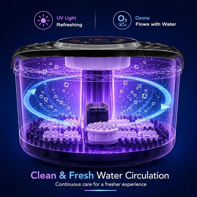 Foot Spa Bath Massager with Heat, Foot Soaking Tub,Ozone & UV, Epsom Salt,Bubbles, Vibration and Blue Light, Tub for Stress Relief,Foot Soaker, Birthday Gifts for Mom Dad Women Men Her Him