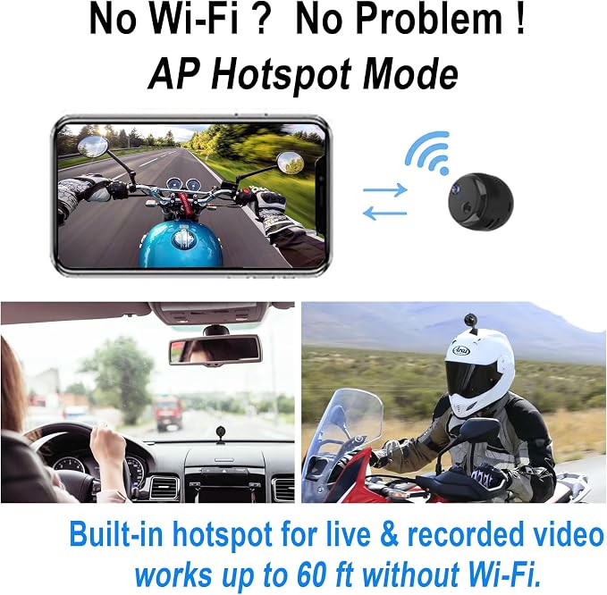 W-B2 Mini Security Camera with 100-Day Standby Time and Magnetic Mount | 2K Indoor Camera with Color Night Vision, Built-in Hotspot and Wifi Remote Viewing, PIR Motion Detection, SD & Cloud Storage