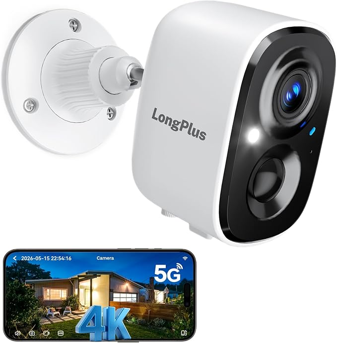 LongPlus 2026 Updated 8MP Security Cameras Wireless Outdoor, Battery Cameras for Home Security, Wireless Security Camera with Color Night Vision, AI Motion Detection, Spotlight, AOV, SD/Cloud Storage