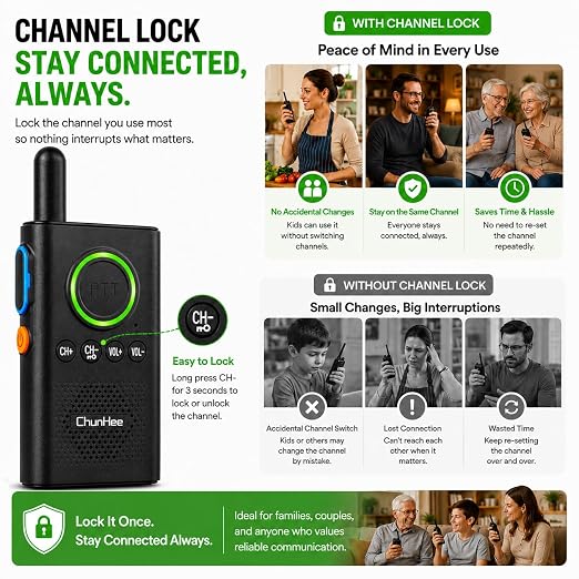 Wireless Intercom System 3300 ft Long Range, 2 Way Intercom for Home Office & Business, Large PTT Button & VOX Hands-Free, 16 Channels Room to Room Intercom, No WiFi Needed (2 Pack)