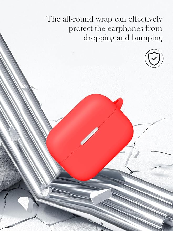 Case for Anker Soundcore AeroClip Open-Ear Clip-On Earbuds,Soft Protective,BOVUGAC Silicone Case Cover with Keychain & Cleaning Kit & Lanyard for Anker Soundcore AeroClip Earbuds-Red