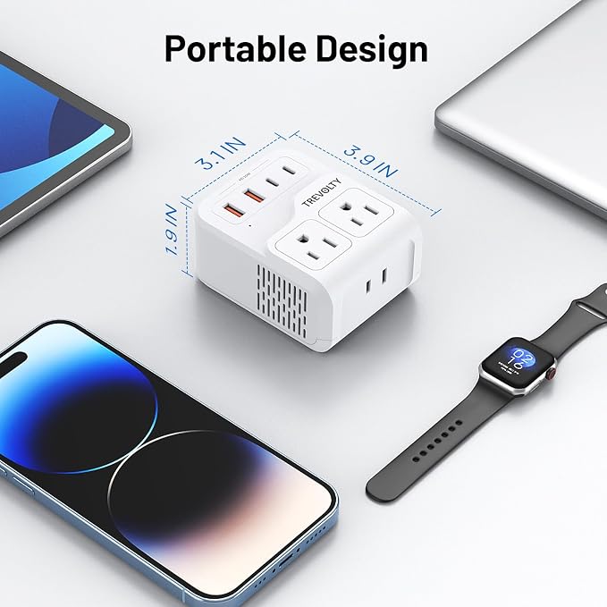 7-in-1 European Travel Plug Adapter, 2000W Universal Travel Adapter with 3 AC Sockets, 2 USB-A & 2 USB-C Ports, Travel Essentials International Power Adapter for UK/EU/Japan (Ivory PD 45W)