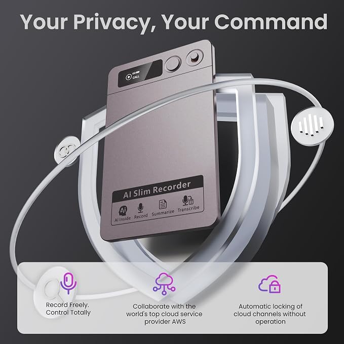 AI Voice Recorder, Transcribe & Summarize, AI Noise Cancellation Technology, Supports 152 Languages, 64GB Memory APP Control Audio Recorder for Lectures, Meetings, Calls (Starlight)