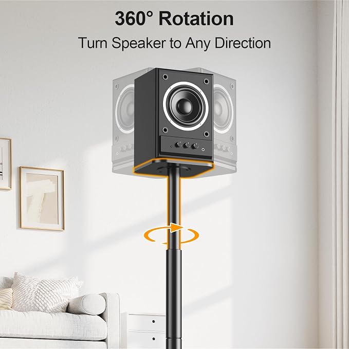 ELIVED Universal Speaker Stands Height Adjustable 28"-37.4", Bookshelf Speaker Stand Pair for Satellite Studio Large Speakers Up to 22 lbs, Surround Sound Speaker Stand with Cable Management, Black