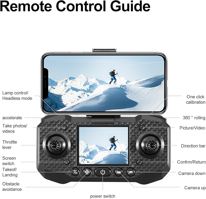ikaufen S160 Drone with Built-in screen control, Camera for Adults RC Drone With HD Dual Camera WiFi FPV Foldable Quadcopter Aircraft +2 Battery (S160 screen control+2Batte White1)