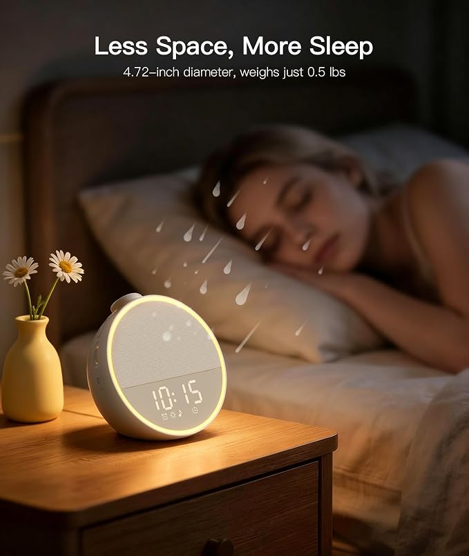 Sound Machine - Alarm Clock White Noise Sound Machine for Sleep, Night Light, 30 Soothing Sounds, 10 Gentle Alarms, Sleep Timer, Screen-Free Sleep Routine for Adults, Travel, Nightstand, Office