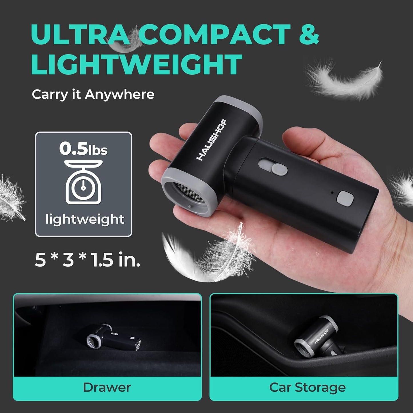 HAUSHOF 8V Mini Electric Air Duster-110,000RPM High Power Compressed Air blower, Rechargeable Brushless Motor Durable Cleaner, Variable Speed Dust Blower for Computer, PC Keyboard, Electronics, Car...