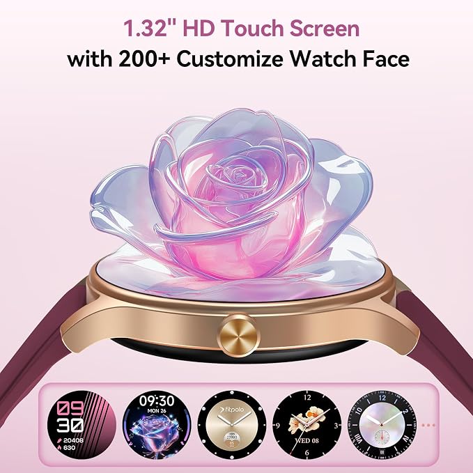 Fitpolo Smart Watch for Women Android iPhone, 1.27'' HD Fitness Tracker with Bluetooth Call & Answer, IP68 Waterproof, Heart Rate/SpO2/Sleep Monitor, Built-in AI Voice, 105+ Sports Modes (Purple)