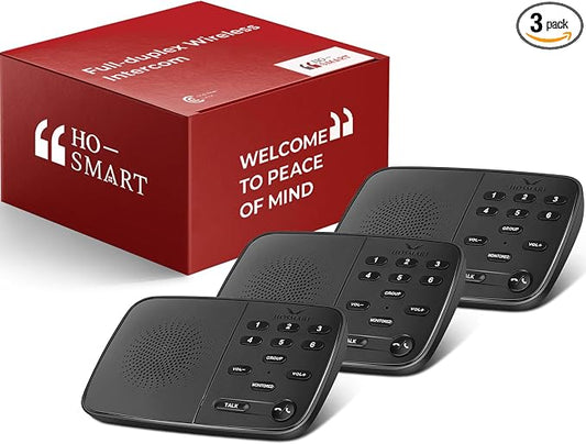 Hosmart Intercoms Wireless for Home UltraSpeak, 2025 Full Duplex Wireless Intercom System for Business, Room to Room Intercom Two Way Real-time Intercom with 1300 Feet Range (3 Stations)
