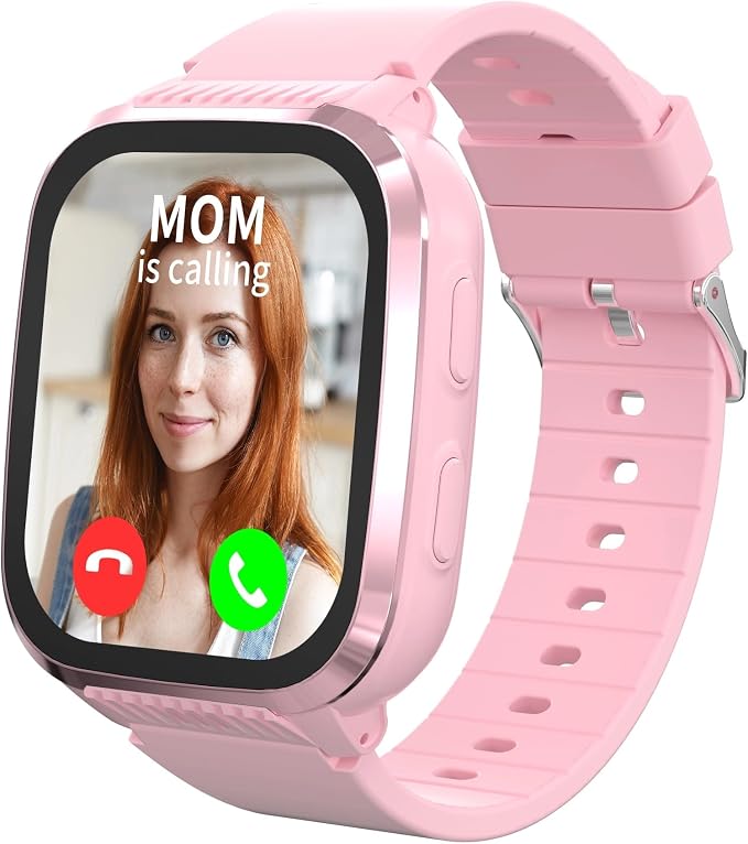 4G Kids Smart Watches Girls with GPS Tracker & Call Phone, Kids Watch for Girls Age 5-12 with SOS Calling, School Mode Parental Controls 12/24 Hr Text Message HD Video Call Voice Chat (Pink)