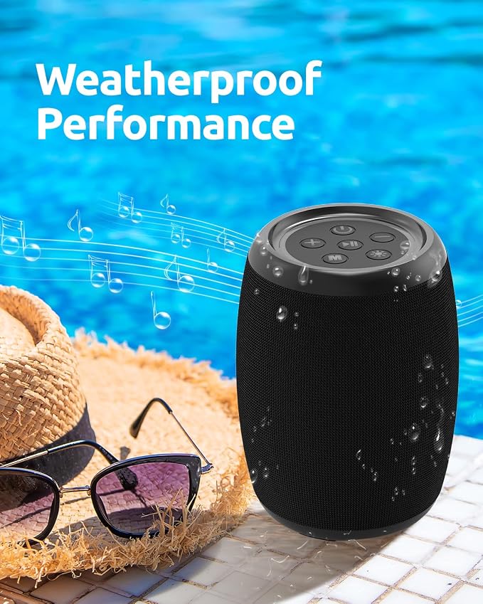 Bluetooth Speaker, Portable Wireless Speaker with Powerful Loud Stereo Sound, BT5.3, IPX5 Waterproof, TWS Pairing, for Outdoor Home Party Camping, Beach Essentials Electronics, Ideal Gifts (Black)