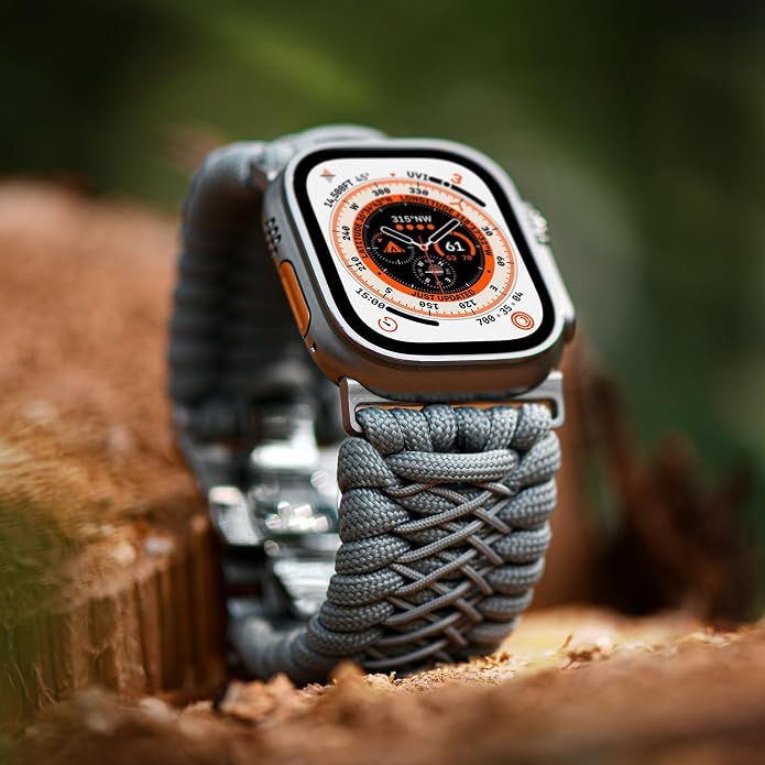 Tefeca Titan Series Paracord Band Compatible with Apple Watch Ultra 2/49mm, Series 10/46mm, 9/8/7/45mm, SE2/SE/6/5/4/44mm, and 3/2/1/42mm