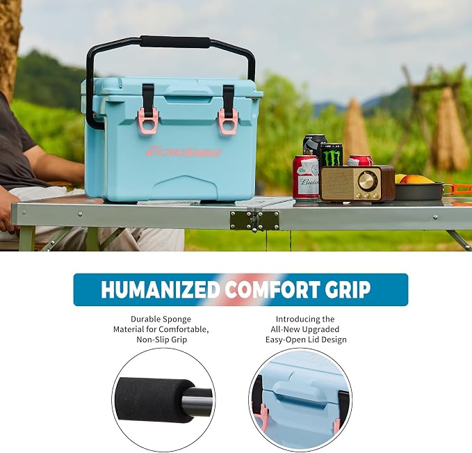 EchoSmile 12/18/25 Quart Rotomolded Cooler, Built to Stand up to The Rigors of The Journey