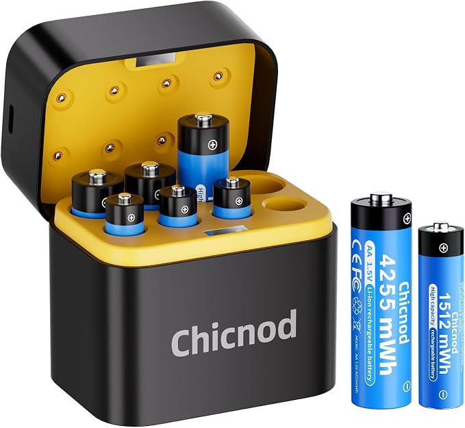 Rechargeable 4AA4AAA Lithium Batteries with Fast USB-C Charger, 8-Pack Batteries 1.5V Constant Voltage for Blink Outdoor Camera, Xbox Controller, Flashlights – 2000+ Cycles (4AA & 4AAA)