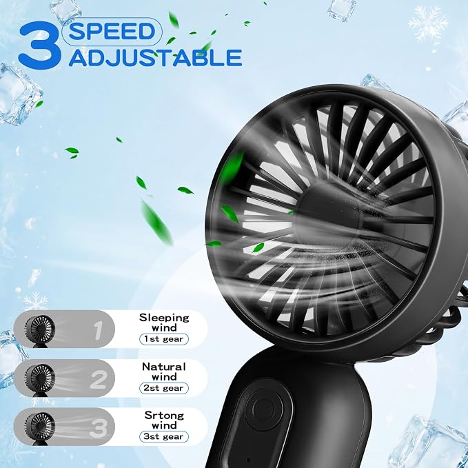 Rossesay 96 Pcs Mini Portable Fan Bulk Cute Handheld Lightweight Small Little Personal Hand Eyelash Fan 3 Speeds USB Rechargeable for Women Men Indoor Outdoor Makeup Travel (Black)