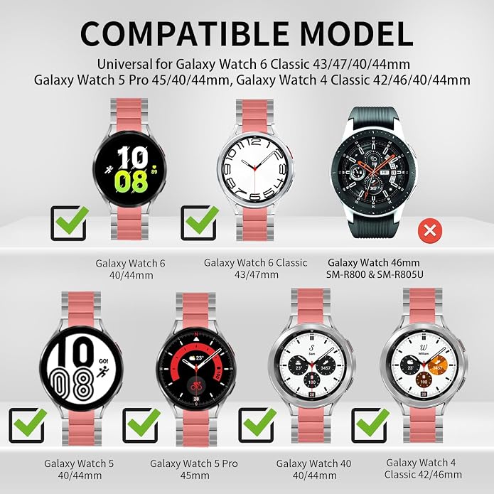 GOLDTOLUCK No Gap Stainless Steel Band Compatible with Samsung Galaxy Watch 8 7 6 5 4 Classic FE Pro Ultra 40mm 44mm 46mm 43mm 47mm 45mm 42mm Replacement Men Women Milanese Metal Elegant Casual