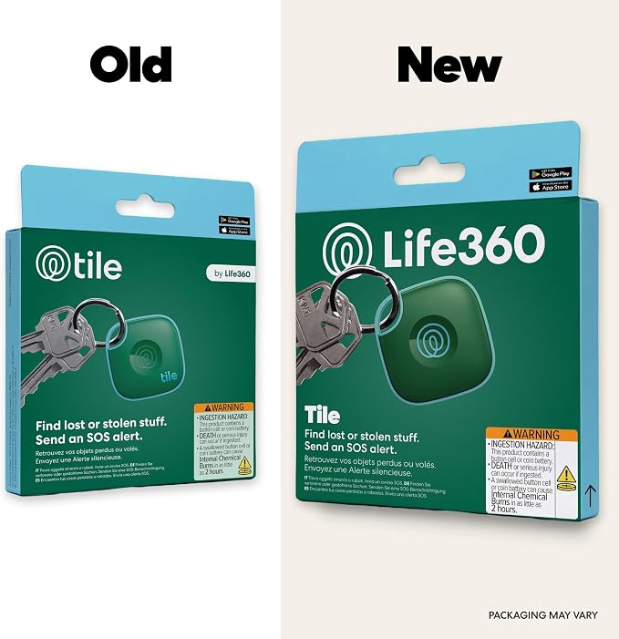 Tile by Life360 Mate Bluetooth Tracker, Keys Finder and Item Locator for Keys, Bags and More. Phone Finder. Both iOS and Android Compatible. 1-Pack (Green Surf)