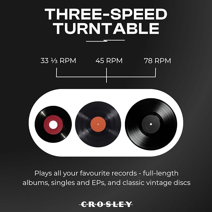 Crosley CR8005F-LN Cruiser Plus Vintage 3-Speed Bluetooth in/Out Suitcase Vinyl Record Player Turntable, Lavender