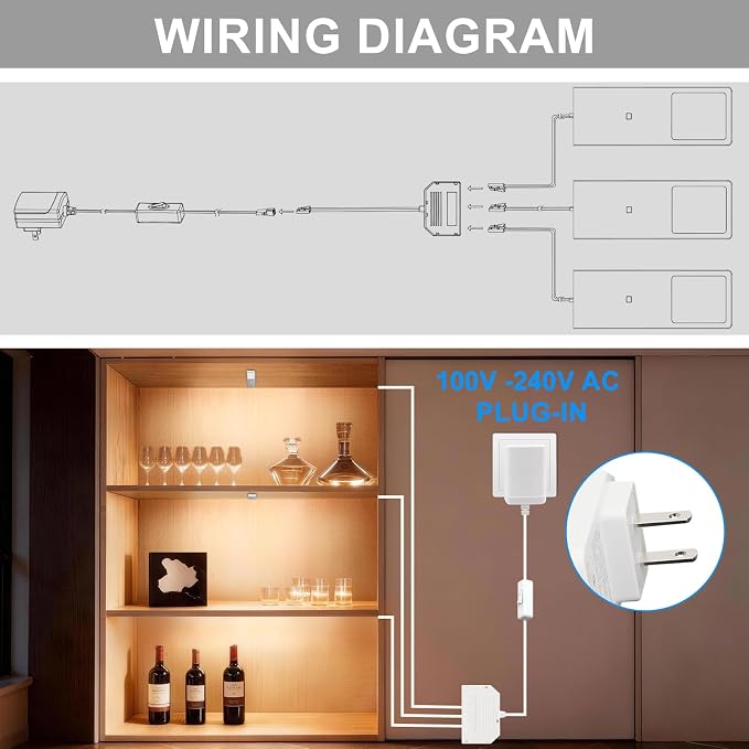 Under Cabinet Lights, 15W Plug in Linkable LED Dimmable Hardwire Under Cabinet Lighting for Counter Closet Bookshelf Shelf, 0.28 inch Ultra Thin, 3000K/4000K/5000K, 3-in-1, Silvery, ETL