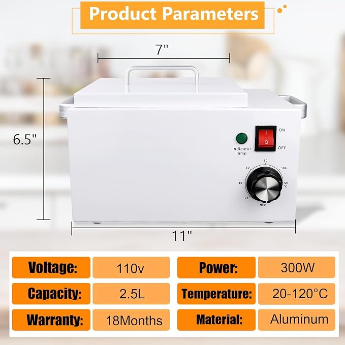 5.5Lbs Professional Wax Warmer for Hair Removal with 0-120C Temperature Control, Large Wax Pot for Salon and Self-use, Gift