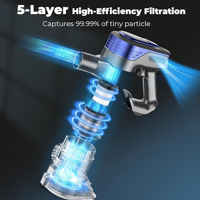 N16 Cordless Vacuum Cleaner, Lightweight Vacuum Cleaners for Home with Powerful Suction, 2600mAh Battery with 45 Mins Runtime, Rechargeable Stick Vacuum Cordless for Hardwood Floor Carpet Pet Hair