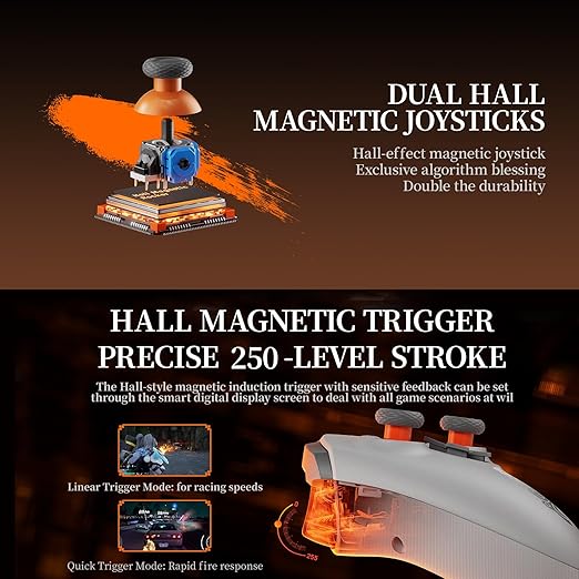 Black Shark BIGBIG WON Aether PC Controllers, LCD Smart Screen, Hall Joysticks&Triggers, 1000Hz Polling Rate, 12-bit ADC, Wireless Controller for Switch/PC/Android/iOS