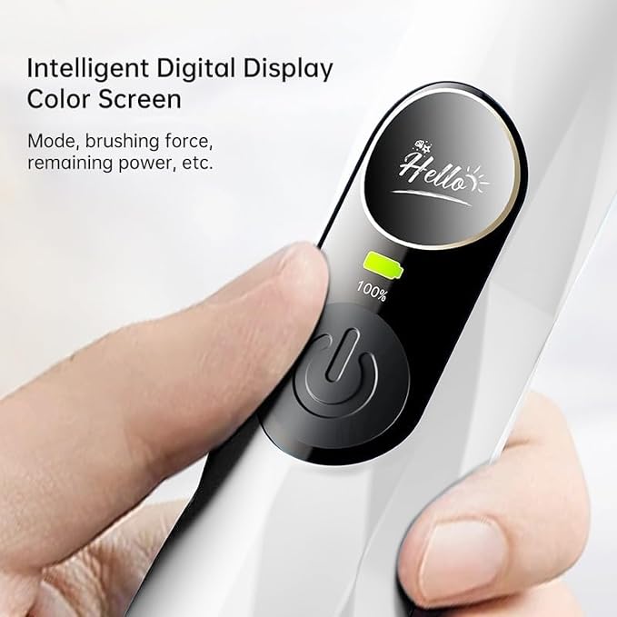 Reva V3 Sonic Electric Toothbrush for Adults, Dual Display, 5 Modes, 200-Day Battery, 4 Brush Heads, IPX7 Waterproof (White)