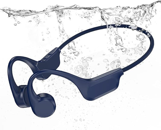 Bone Conduction Bluetooth Headphones-SwimBeats,IP68 Waterproof Swimming Headphones with 32GB MP3 Player, Lightweight Open Ear Design for Swimming/Surfing/Marathon/Cycling(Indigo)