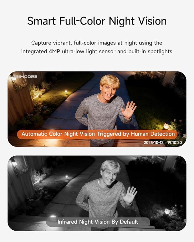 4 Pack 2.5K Security Camera Wireless Outdoor, 2.4G WiFi Battery Powered Outdoor Camera, Magnetic Mount Cameras for Home Security, Color Night Vision, Spotlight, Siren Alarm, 2-Way Talk