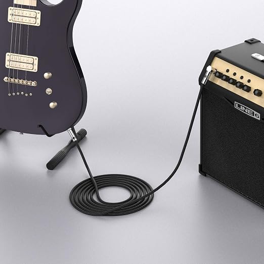 New Bee Guitar Cable 3ft Electric Instrument Cable Bass AMP Cord for Electric Guitar, Bass Guitar, Electric Mandolin, Pro Audio (Right Angle to Straight, Black)