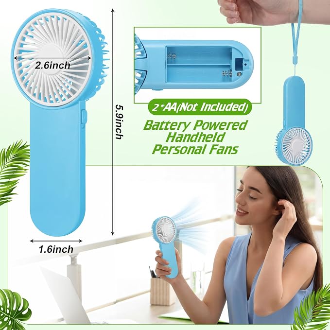 Sumind 20 Pcs Small Personal Portable Fan Mini Handheld Bulk 1 Speed Electric Cute Battery Powered for Neck Lash Makeup Women Men Travel Camping Indoor Outdoor Summer (Blue)