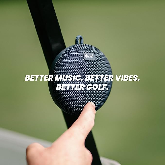 Pinned 2.0 Dart Magnetic Speaker - USB-C Rechargeable, 10+ Hour Battery, IPX7 Waterproof, Bluetooth 5.0 with Carabiner - Bluetooth Speakers - Golf Gifts for Men - Magnetic Golf Cart Speakers - Black