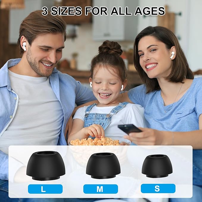 Replacement Ear Tips for AirPods Pro 3 (2025), Soft Memory Foam Eartips for AirPods Pro 3rd Generation, No Silicone Pressure, Anti-Slip Design, Fits Charging Case, 3 Pairs (S/M/L, Black)