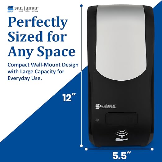 San Jamar Rely SH970BKSS Hybrid Foam Soap Dispenser, Black/Stainless Look