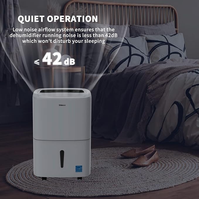 80 Pints Energy Star Dehumidifier with Drain Hose and WIFI for Large Spaces up to 5,000 Sq.Ft, Auto Defrost & Continuous Drainage - Ideal for Home Basements, Bathroom, and Bedroom