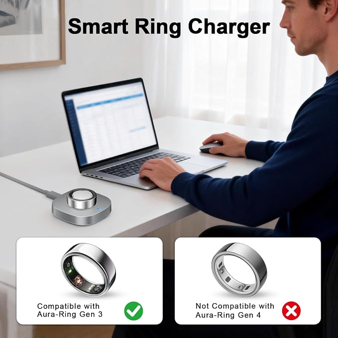 Charger Compatible with Aura-Ring Gen 3-Size 12,Fast Safe Charging Dock with USB-C Cable for Smart Ring
