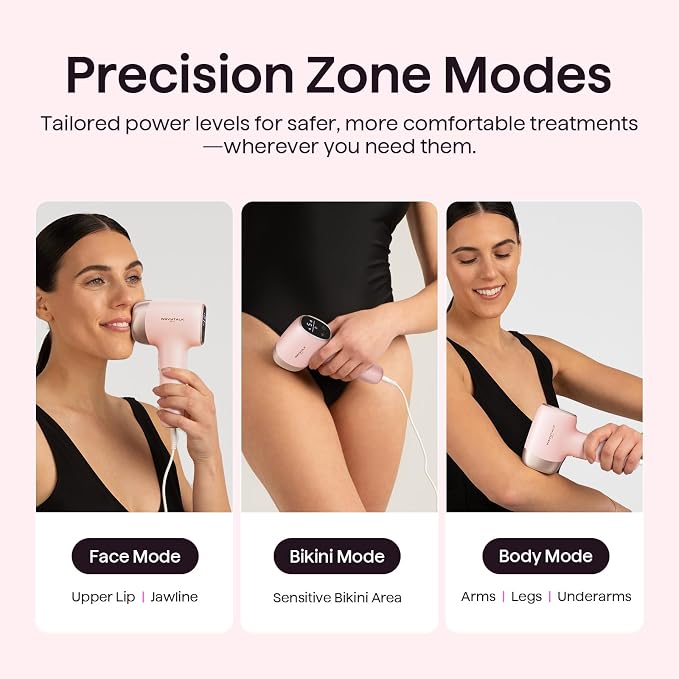 Wavytalk IPL Hair Removal Device, Bare It for Face Body Bikini – Long-Lasting Result & Painless,Full Body in 12 Mins with 24J Dual-Pulse & Ice Cooling, At-Home Use for Women and Men, Corded, Pink