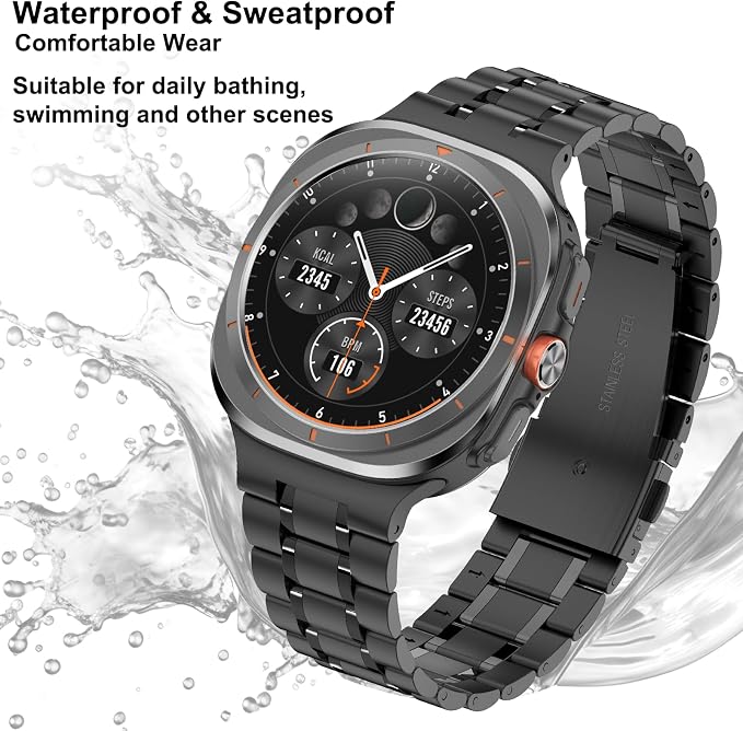 SUPLINK Stainless Steel Band Compatible with Samsung Galaxy Ultra Watch Bands Men Women, Adjustable Metal Replacement Band for Samsung Watch Ultra Bands 47mm, Space Grey