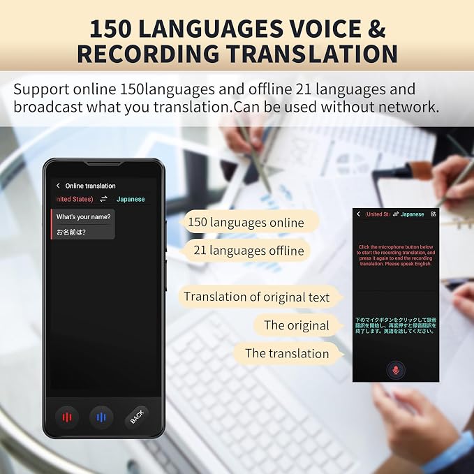 Language Translator Device No WiFi Needed, 2026 Upgraded AI Translator, Support 150 Languages Voice Instant Two-Way Translation, Offline/Photo Translator for Business Travel