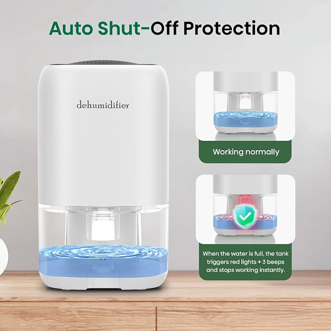 Dehumidifier, 35 OZ Small Dehumidifiers for Room for Home, Quiet with Auto Shut Off, Portable Dehumidifier for Bedroom (280 sq. ft), Bathroom,RV,Closet Colorful Moisture Absorbers Dehumidifiers, White