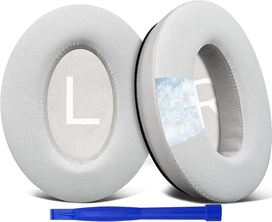 SOULWIT Cooling Gel Earpads Replacement for Bose QuietComfort 45 (QC45)/QuietComfort SE (QC SE)/Quiet Comfort Wireless Over-Ear Headphones, Ear Pads Cushions with Ice Silk Fabric - White