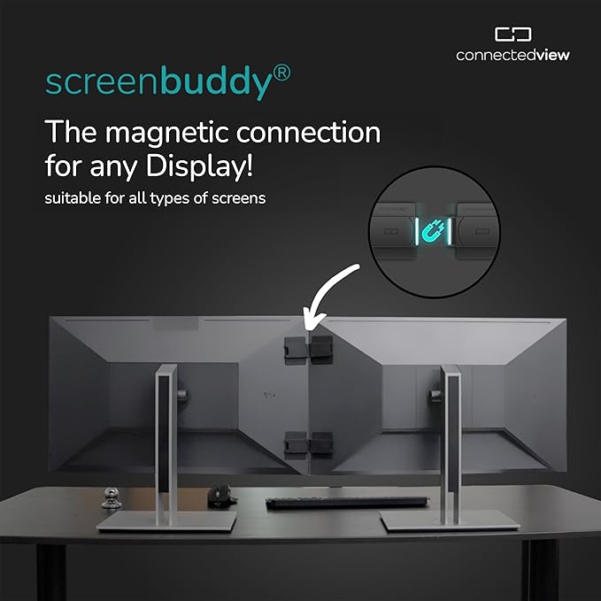 Set of 2, Magnetic Connection for Your Screens, Suitable for All Computer Monitors - Innovative Computer and Gaming Equipment