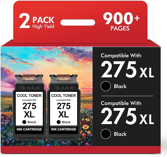 275 275XL PG-275 TR4720 TS3722 Black Ink Cartridge Replacement for Cannon PG 275 XL for Canon Printers PIXMA TR4720 TS3722 TS3700 TR4700 TS3522 TS3500 TS3520 TS3720 TR4722 (2 Pack, Black)