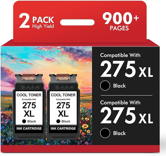 275 275XL PG-275 Black Ink Cartridge Replacement for Canon PG 275 XL for Cannon Printers PIXMA TR4720 TS3722 TS3700 TR4700 TS3522 TS3500 TS3520 TS3720 TR4722 (2 Pack, Black*2)