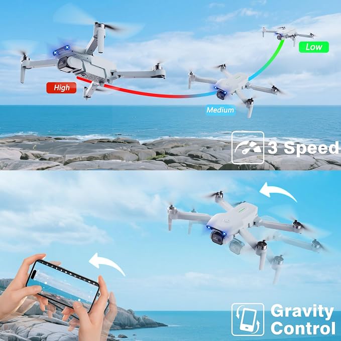 Drone with Camera for Adults and Beginners,Drones for kids 1080P HD FPV,Brushless Motor, Gesture Control, One Key Start/Land, 360° Flip, Waypoints Fly, 3 Speed Mode,Kids Drone Toys Gifts for Boys