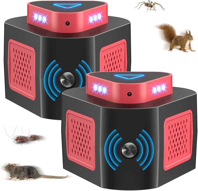 Rodent Repellent Ultrasonic Plug in Mouse Repellent Get Rid of Mice Permanently Electronic Repellent 4Modes & Flashing Light, 360° Ultrasonic Mouse Blocker Rat Deterrent Indoor for House Garage