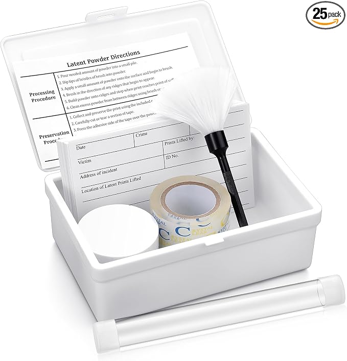 Leelosp Basic Latent Fingerprint Kit Bichromatic Fingerprint Powder Finger Print Forensic Science Kit